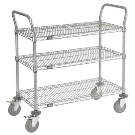Nexel 21 x 36 x 3 in. Shelf Utility Cart with in Chrome Finish Polyurethane Caster- Chrome 2136P3CB